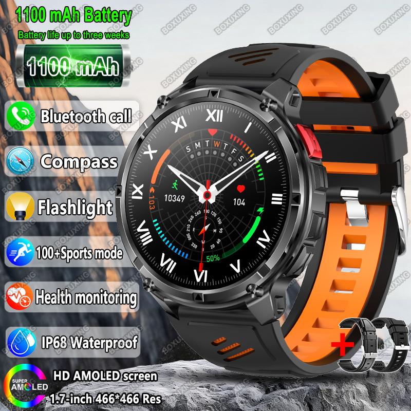 New 1100mAh Battery T-Rex 3 Ultra Outdoor Sports Smart Watch Men IP68 Waterproof Bluetooth Call AMOLED Compass Sports Smartwatch