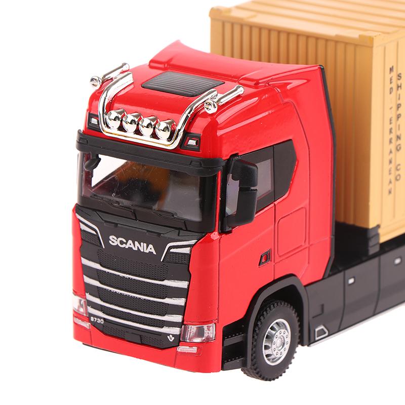 1:36 Diecast Alloy Truck Toy Container Pull Back With Light Transport Vehicle