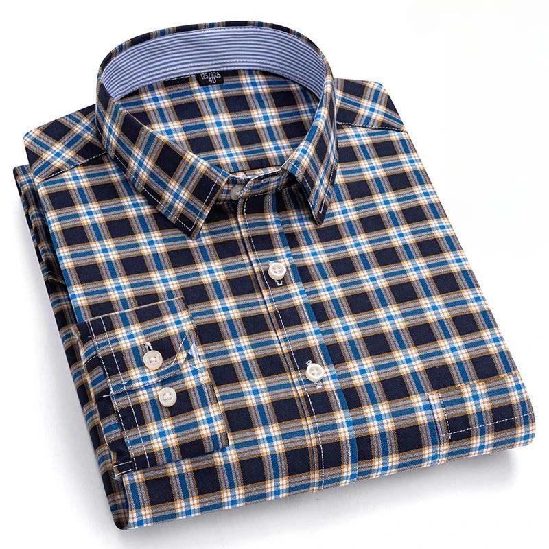New In Shirt Plus Size 7XL Long-sleeve Shirts for Men 100%cotton Oxford Slim Fit Formal Plain Shirt Fashion Korean Plaid Clothes