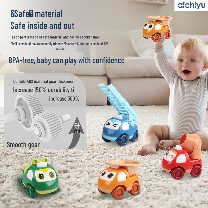 Ai Chi Yu 4-Pack Push-and-Go Engineering Vehicle Toy Cars