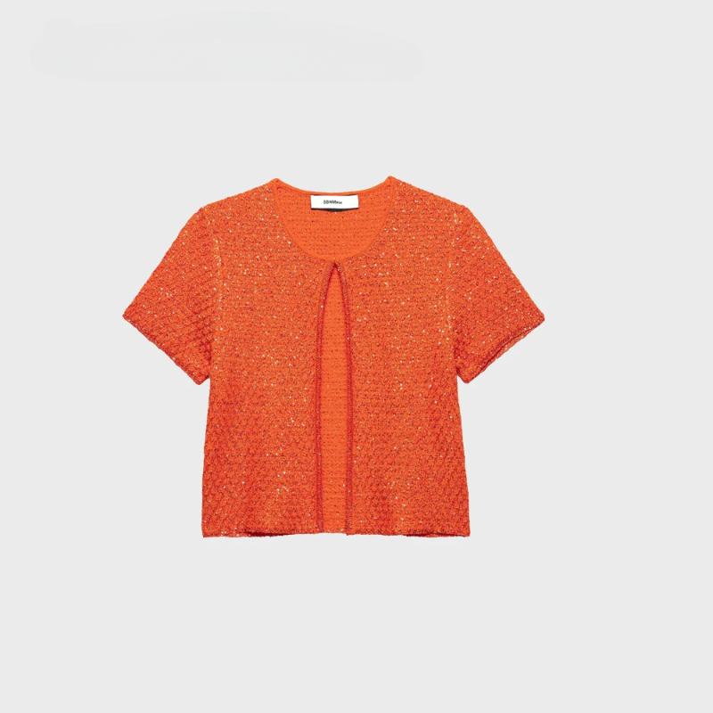 French Elegant Vest 2026 Summer New Women's Fashion Style Simple Bead Decoration Round Neck Vintage Short Sleeve Knitted Tops