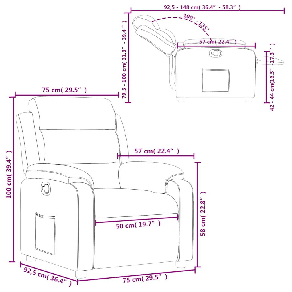 Recliner Chair In Red Artificial Leather