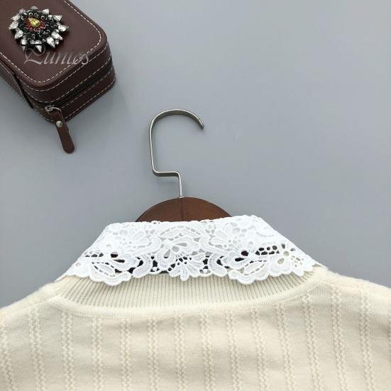 Falešný límec Vyšívaná krajka Květina Odnímatelný límec Ženy Jednobarevný Dutý design Falešný límec Shoda pro topy mikiny