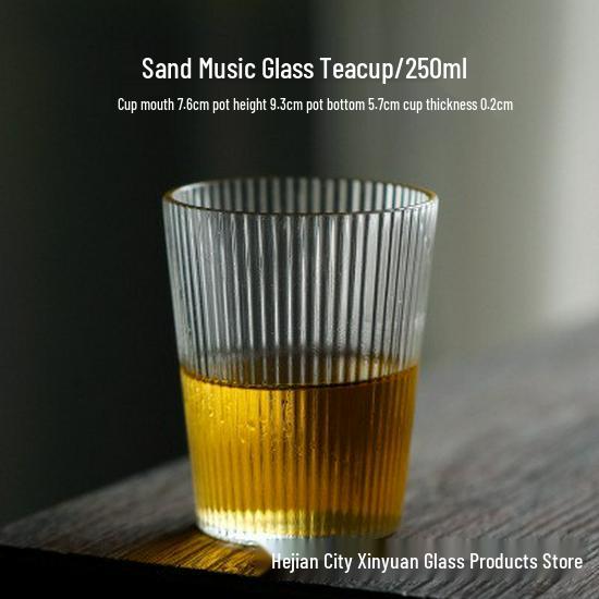 

Стеклянный стакан с вертикальными полосками: Бытовая чашка для чая, кофе или молока с ручкой 250ml-350ml