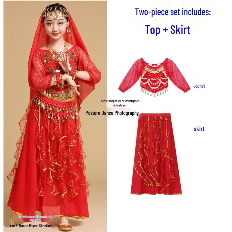 Disfraz de Espíritu Conejo de Jade - Demonio Femenino Traje de Actuación Infantil de Danza India