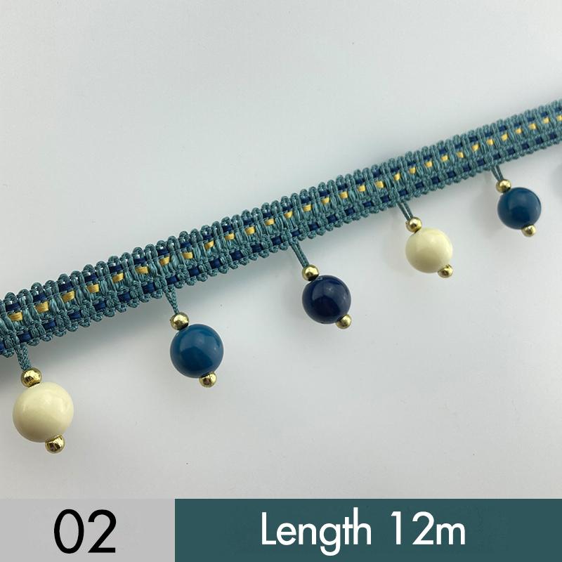 12M Curtain Beaded Tassel Lace Trim Cheap DIY Curtain Sewing Tassel Pompom Ball Edge Fringe Upholstery Decor Accessories