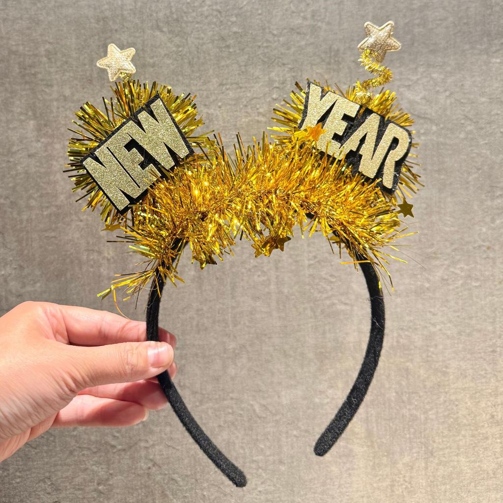2026 New Year Christmas Headband Hair Hoop Festive Decorative Hair Band for Party Photo Countdown Celebration Hair Accessories