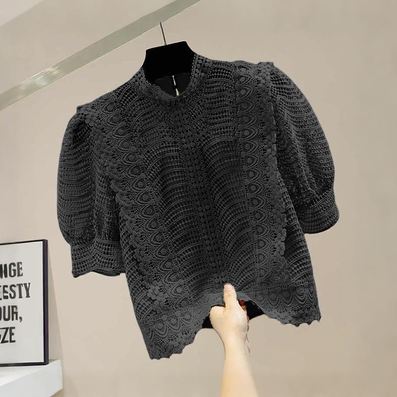 ZANZEA Women Summer Hollow Out Lace Casual Half Sleeve Blouse