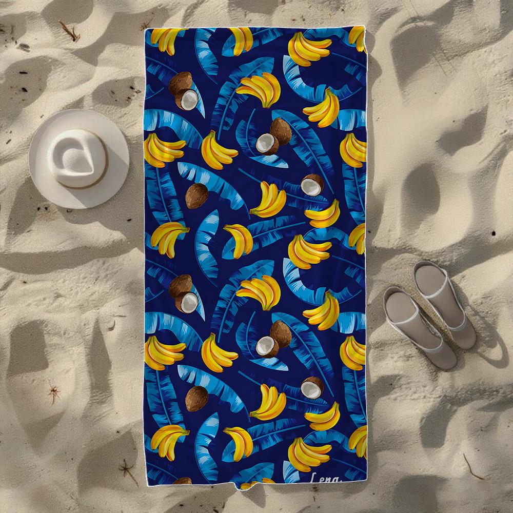 Tropical Palm Tree Fruit Beach Towel, Soft Quick-Drying, Perfect For Portable Outdoor Travel, Swimming, Camping And Summer Beach