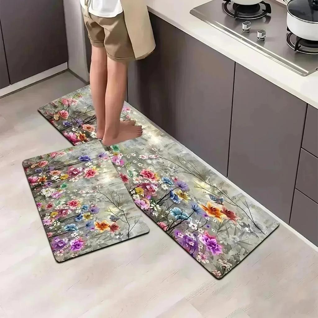 1 ks Vzor Pivoňky Rohožky do dveří Kuchyňské koberce Protiskluzové Pop design Koupelnové koberce Podložka do koupelny Koberec pro domácí dřez Prádelna Dekor