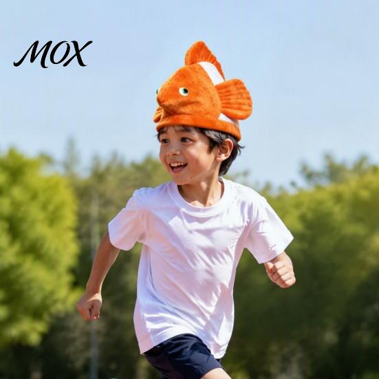 Ocean Party Costume Plush Clown Fish Hat, Halloween Clownfish Hat for Kids Comfortable Animal Cap Adults, Cosplay Headwear Stage Performance Dress-up