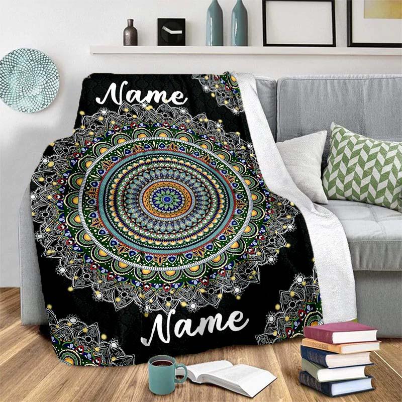 Mandala Customize Your Name Blanket Warm Comfortable Soft Blanket For Chair Office Sofa Bed Sofa Office Camping Suitable For Gifting Relatives And