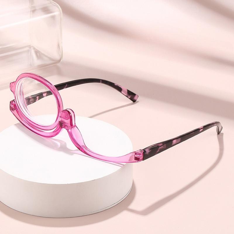 Drehbare Vergrößerungs-Make-up-Lesebrille für Damen, einteilige Klapp-Make-up-Brille mit einem Bügel für ältere Menschen +1.0 bis +4.0