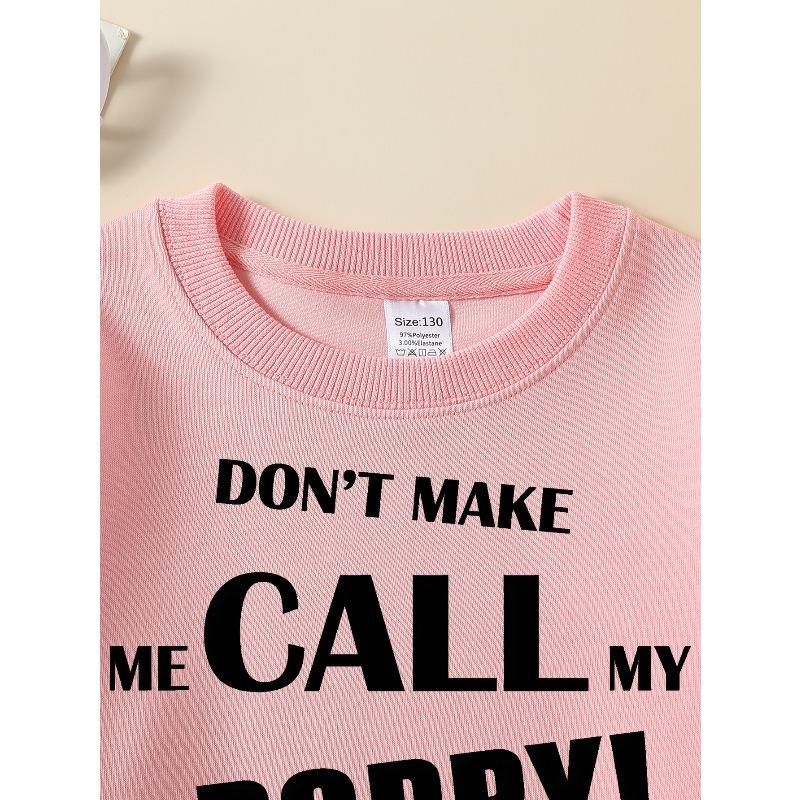 Girls' Soft Crewneck Sweatshirt "Don'T Make Me Call My Poppy Funny Quote" with Cute Creative Print, Casual All-Match for Fall Winter