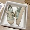 Sheepskin version of Spanish satin canvas shoes women's platform heightening casual versatile lace-up white shoes student muffin shoes