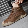 Microfiber Leather Men Shoes Ankle Boots Autumn Winter New 2024 Outdoor Non-slip Casual Hiking Shoes for Men Optional Warm Plush