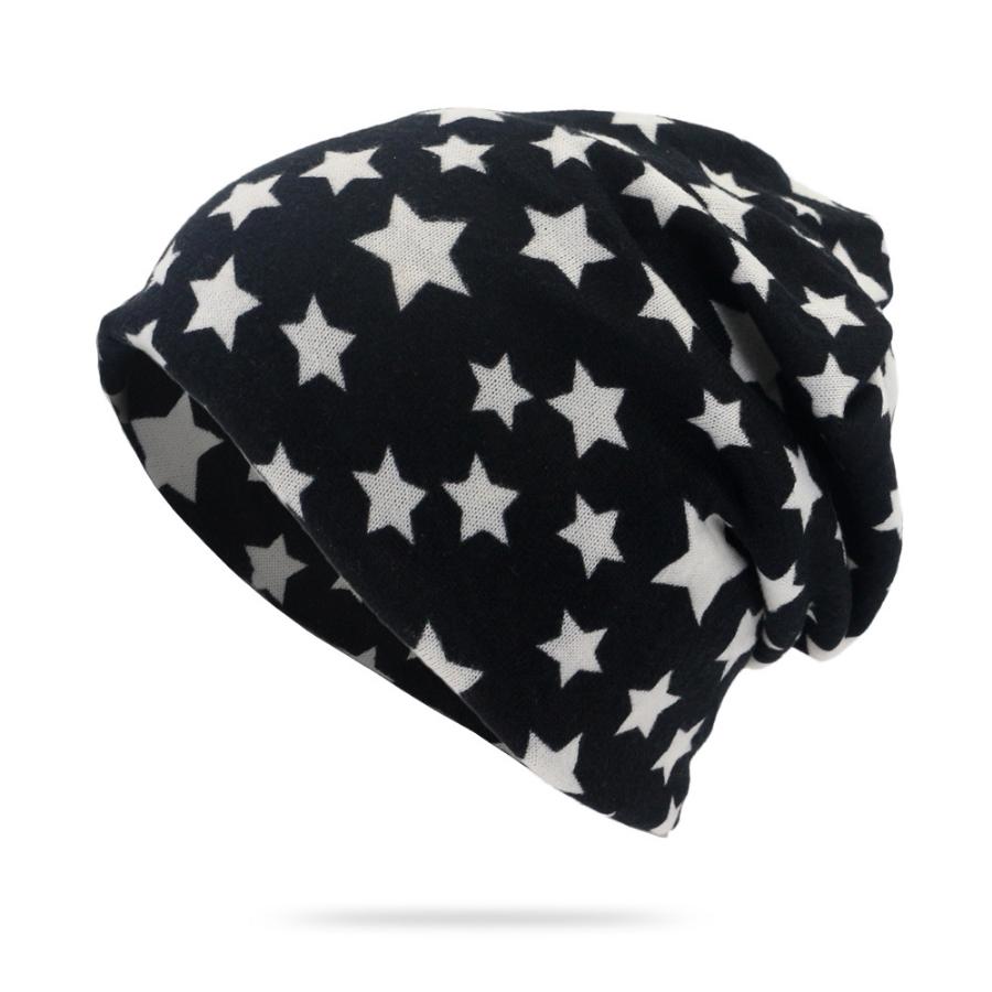 Star Geometric Print Beanies Cap Scarf Hat Dual-Use Wind Resistant Stretchable Skullies Caps For Women MenOutdoor Use Athletic Skiing Caps
