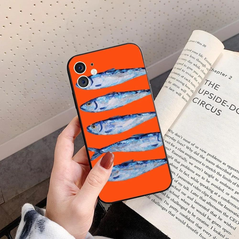Lustige Sardinen Handyhülle Für iPhone 17 16 15 14 13 12 11 Pro Max Mini SE 7 8 Plus 17E Stoßfest Rutschfest Silikon Weiche Hülle