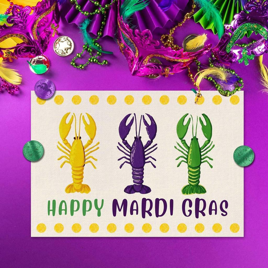 4/6pcs Joyful Mardi Gras Carnival Lobster Table Mats Crayfish Table Mats for Indoor And Outdoor Home Celebrations Kitchen Dining