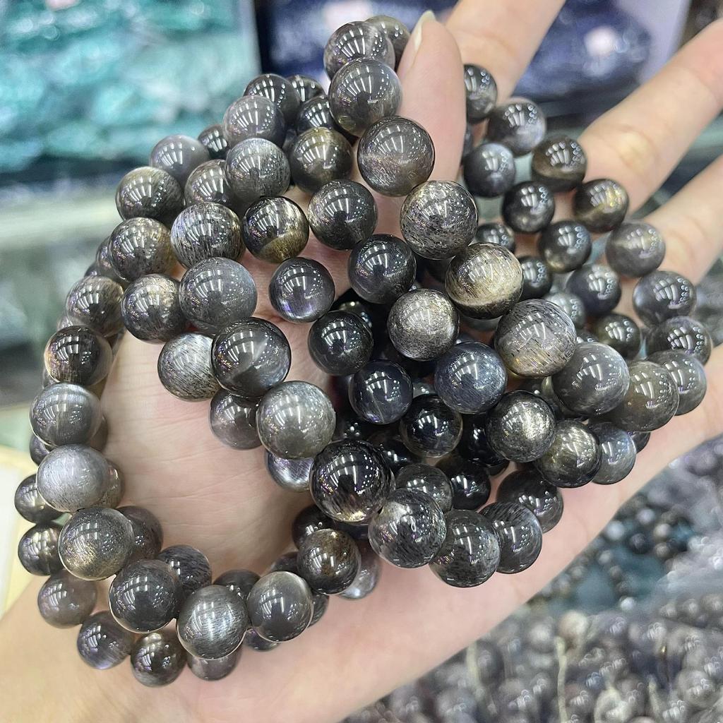 High Quality Black Backbone Natural Crystal Bracelet, Black Moonlight Bracelet, Black Sun Two-Color Cat Eye, Male And Female Couples Style