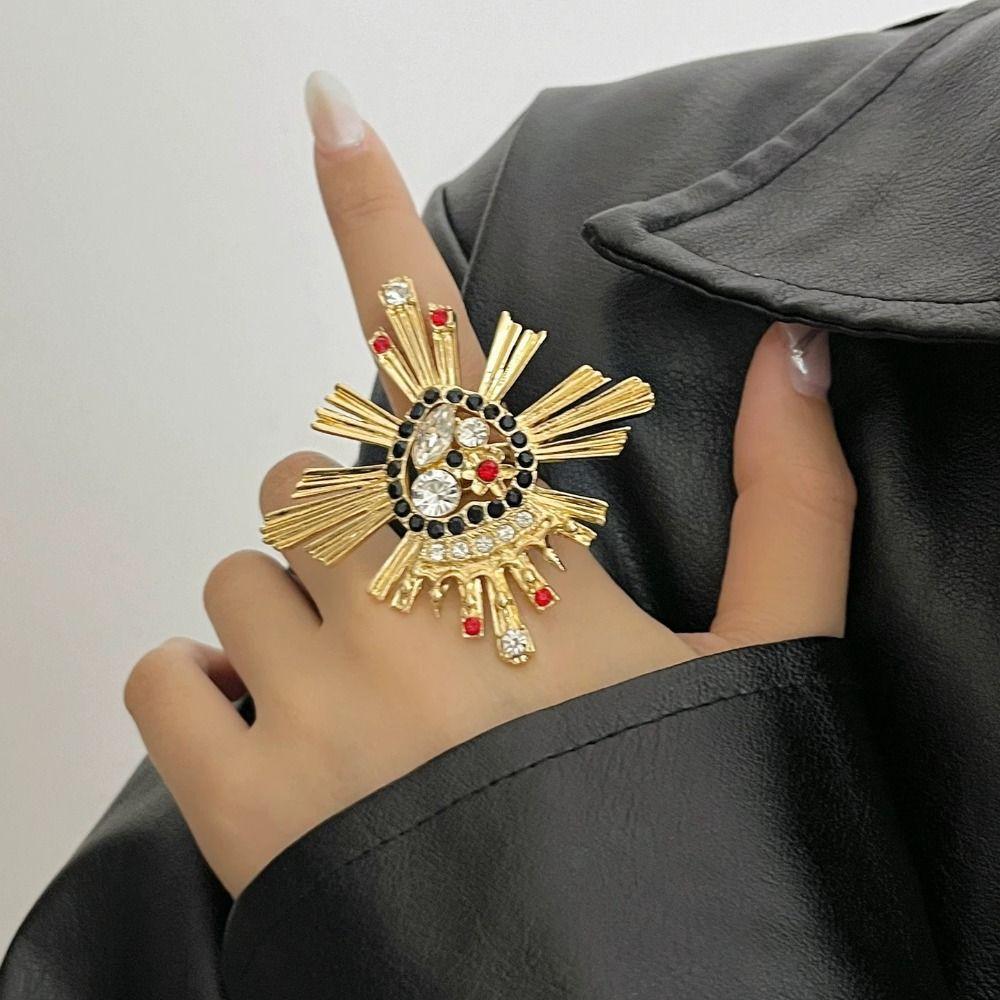 Sweet Drip Oil Flower Ring Butterfly Orchid French Irregular Ring Enamel Finger Ring Women