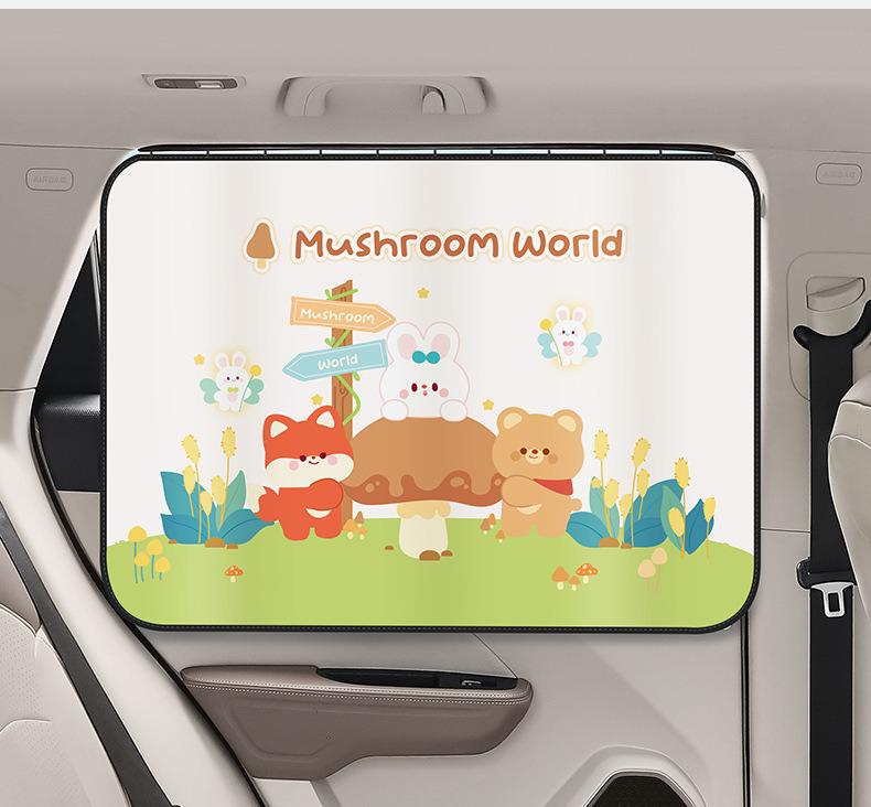 Car Rear Seat Cartoon Sunshade Curtain - Baby Sun Protection & Heat Insulation