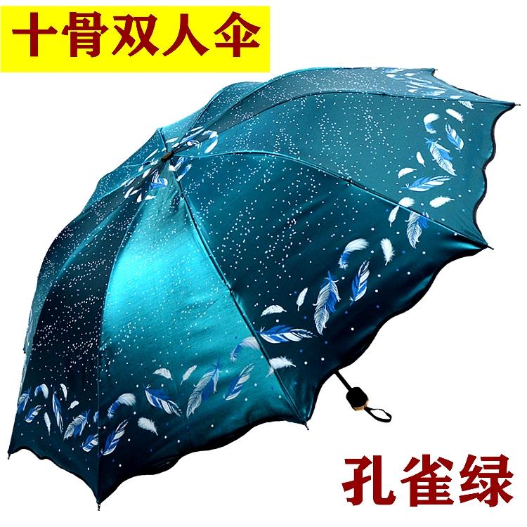 

Корейский ветровой двойной кружевной толстый черный пластиковый женский зонт от солнца, складной зонт двойного назначения с защитой от ультрафиолета.