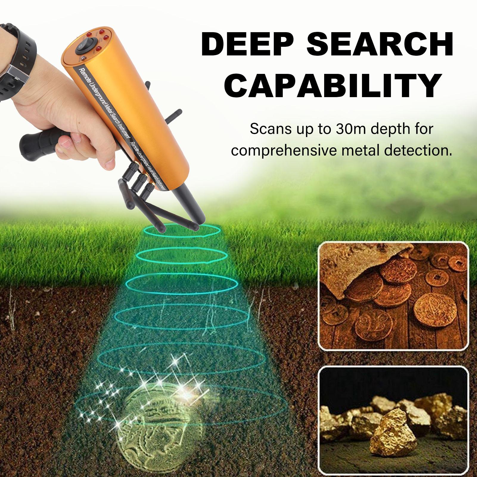 Metal Detector Metal Finder AKS Metal Detector Metal Pinpointer 30m Depth 1200m Range 6 Antenna Accurate Finding Gold Detector marrone