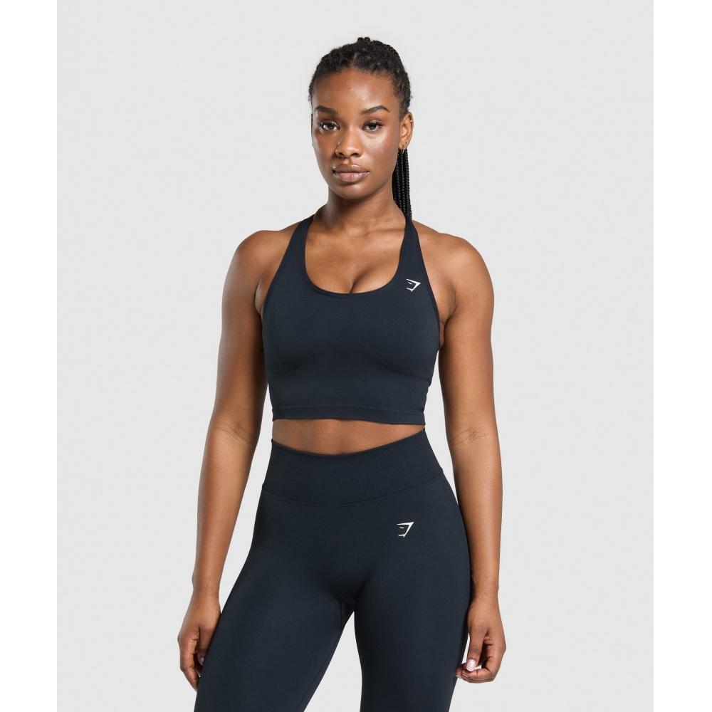 

Gymshark Lift Seamless Midi Tank With Shelf Midnight Blue Black Marl B2c9q Ucvj XS