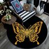Golden Butterfly Round Area Rug,Carpet Rug for Living Room Bedroom Sofa Playroom Decor,Non-slip Floor Mat