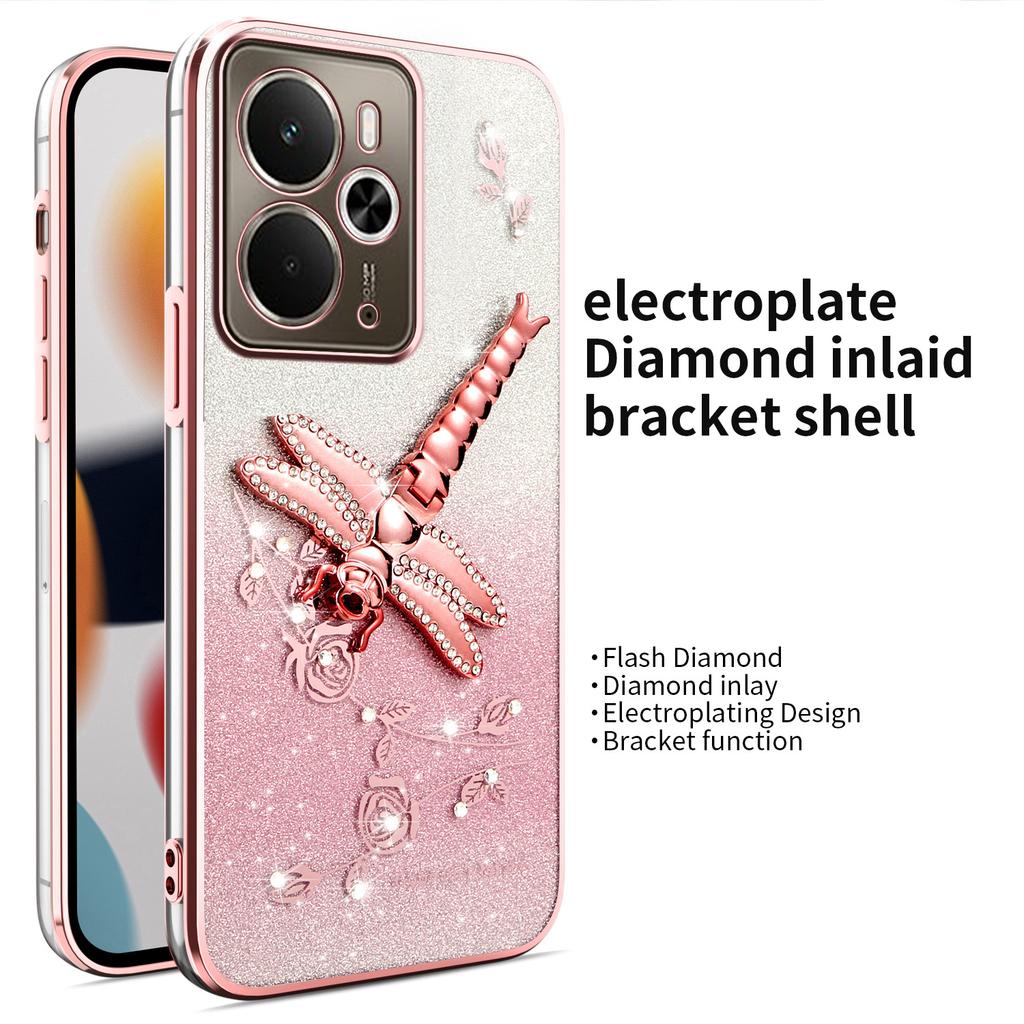 KADEM Für Realme 14 5G/14T 5G Hülle Libelle Ständer TPU Blumen Glitzer Handyhülle