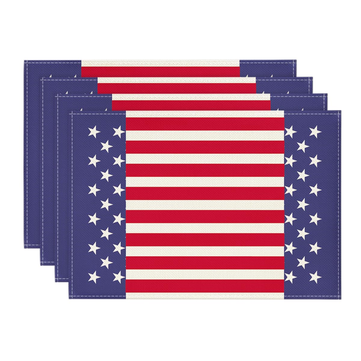 

Watercolor Stripes and Stars 4th of July Placemats Set of 4 12 x 18 Inch Patriotic Memorial Day Seasonal Holiday Table Mat for Dining Table Decoration 12 x 18 , Rectangular 4 Pcs