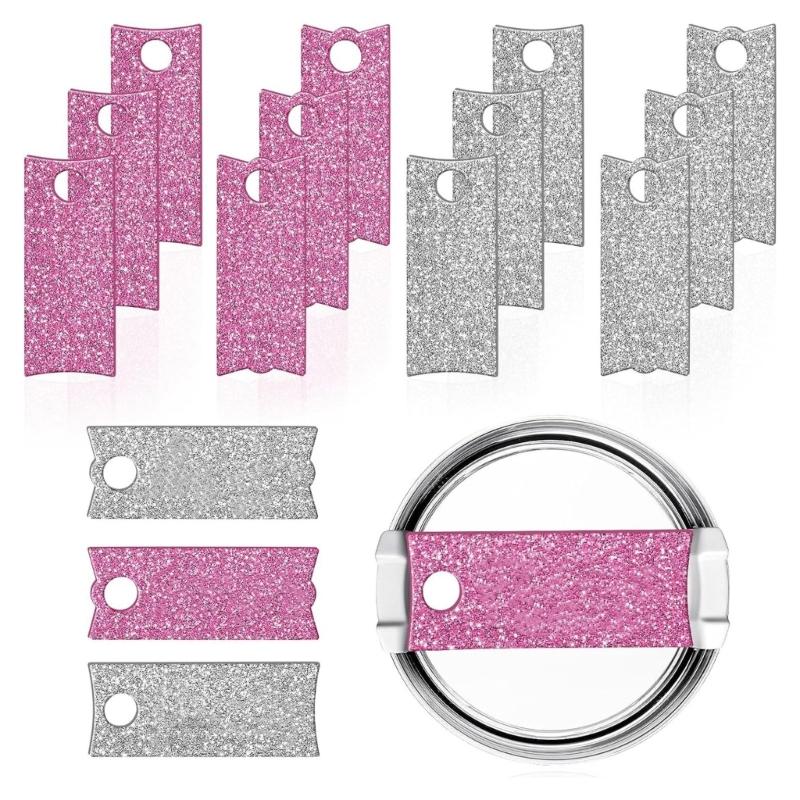 12pcs Acrylic Cup Nameplates Handmade Lid Label for 30/40oz Cups Glitterings Acrylic Name Plate Cards Unique Gift