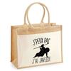 Beach Bag - PLANETEE - Jute with Spear Pocket Ancient Era "I Can't" - Cotton - Multicolored - 43x33 Cm