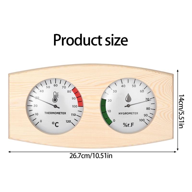Accurate Digital Sauna Temperature & Humidity Meter with Large Display Strong Pine Wood Thermometers for Wellness Center