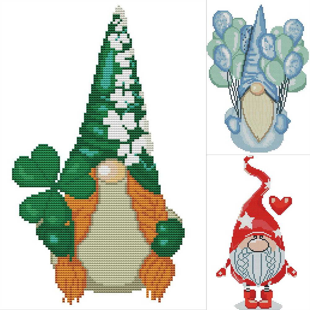 Kit De Punto De Cruz Para Principiantes - Diseño De Enano, Tela Preimpresa 11CT 40x50 Cm, Incluye Hilos Y Agujas