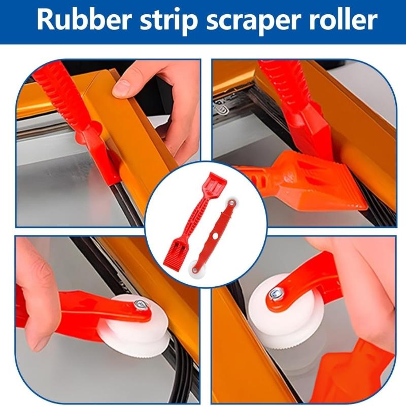 6 In 1 Window Glass Installation Tool Set With 16 Function Steel Scrapers And Rubber Hammer For Sealing Strips Pressing