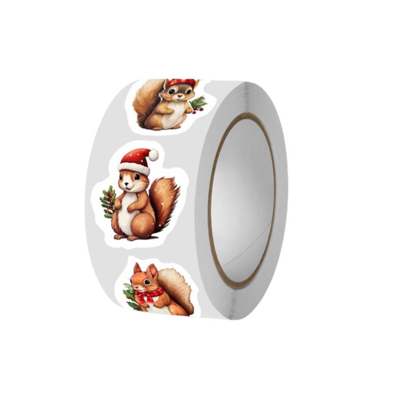 

500/рулон, Рождество, Креативный мультяшный, Белка, Наклейки для запечатывания, Упаковка подарков, Наклейки для конвертов Pack of 1