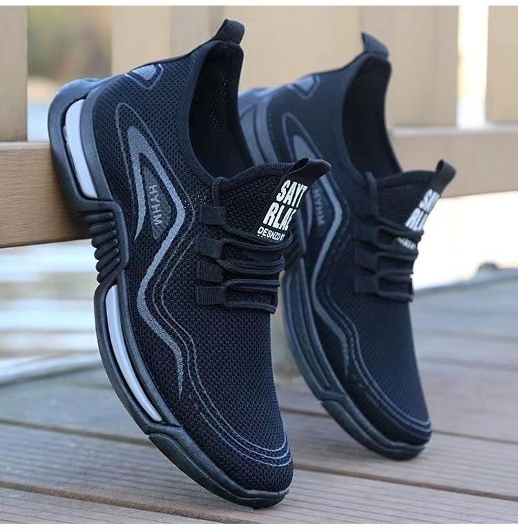 Men's Shoes New Mesh Breathable Sports Shoes Summer Shoes Student Casual Net Shoes Soft-soled Running Shoes Men's Flying Woven Shoes