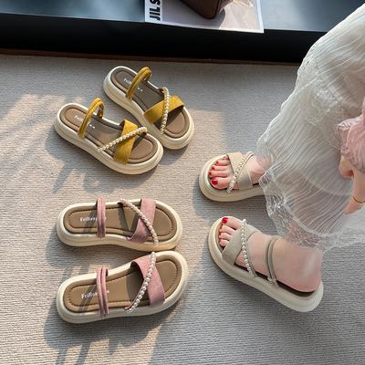 With Skirt, Sandals, Female 2025 Beautiful Fairy Wind Cool Slippers, New Roman Thick-soled Outer Wear, Casual Spring and Summer Flat Bottom