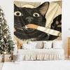Distinctive Smoking Cat Tapestry, Funny Illustration Wall Hanging for Bedroom Living Room Home Decor Accessories
