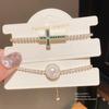 Elegant Zircon And Artificial Pearl Chunky Bracelet With Geometric Style For Ladies