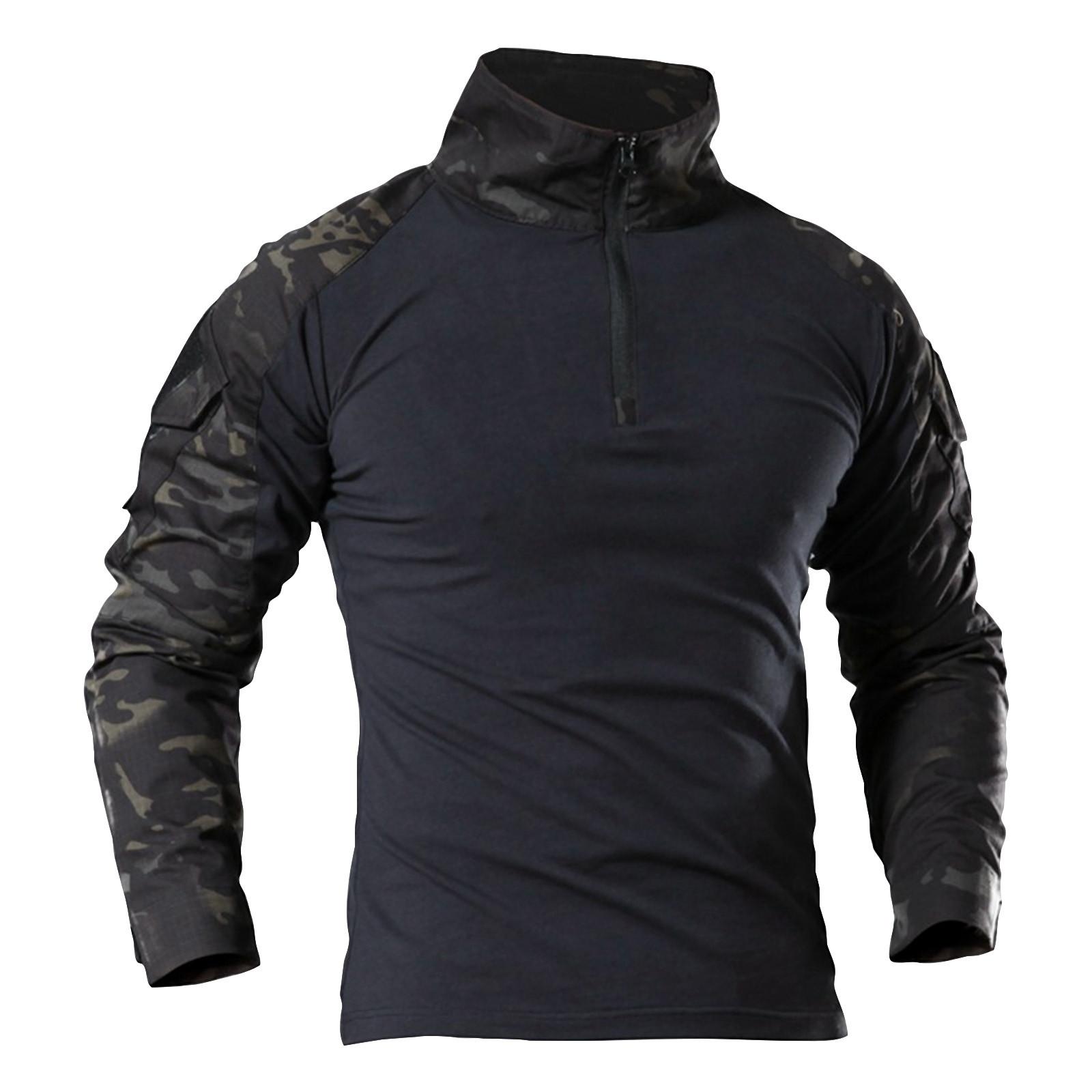 

Men s Camouflage Zipper Lapel Loose Long Sleeve Top Men s Casual Fashion Long Sleeve Top M чорний