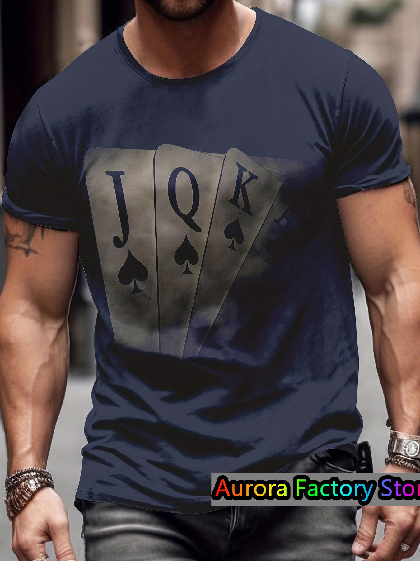 

Poker Elements 3D Digital Pattern Print Чоловіча футболка з повсякденними зручними футболками з короткими рукавами Пуловер Топи Чоловічий літній одяг S