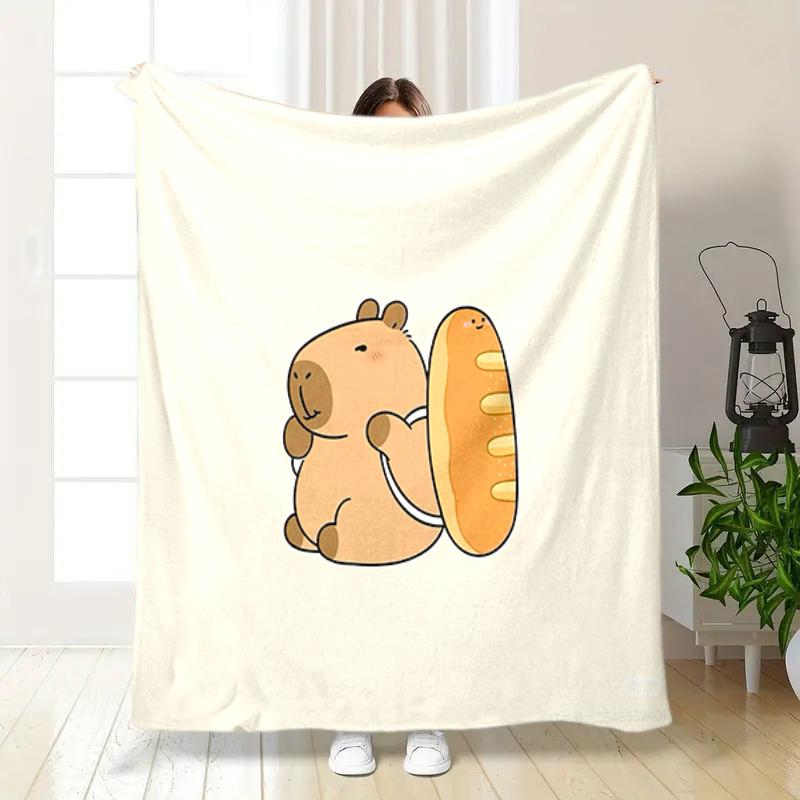 1PC Cute cartoon capybara pattern blanket, all season lightweight home office outdoor nap multifunctional blanket