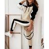 Winter Fashion Women's Long-sleeved ColorBlock Two Piece Outfits Casual Loose Hooded Top & Drawstring Pants Set Sport Suits
