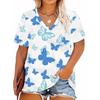 Summer Women 3D Print Plus Size T-shirt V-neck Short Sleeved Loose Casual Top Fashion Women T-shirt Street Wear