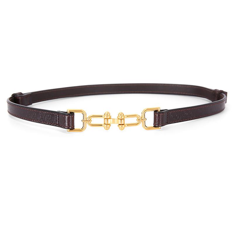 Womens Genuine Leather Belt With Geometric Buckle For Outdoor Casual Wear