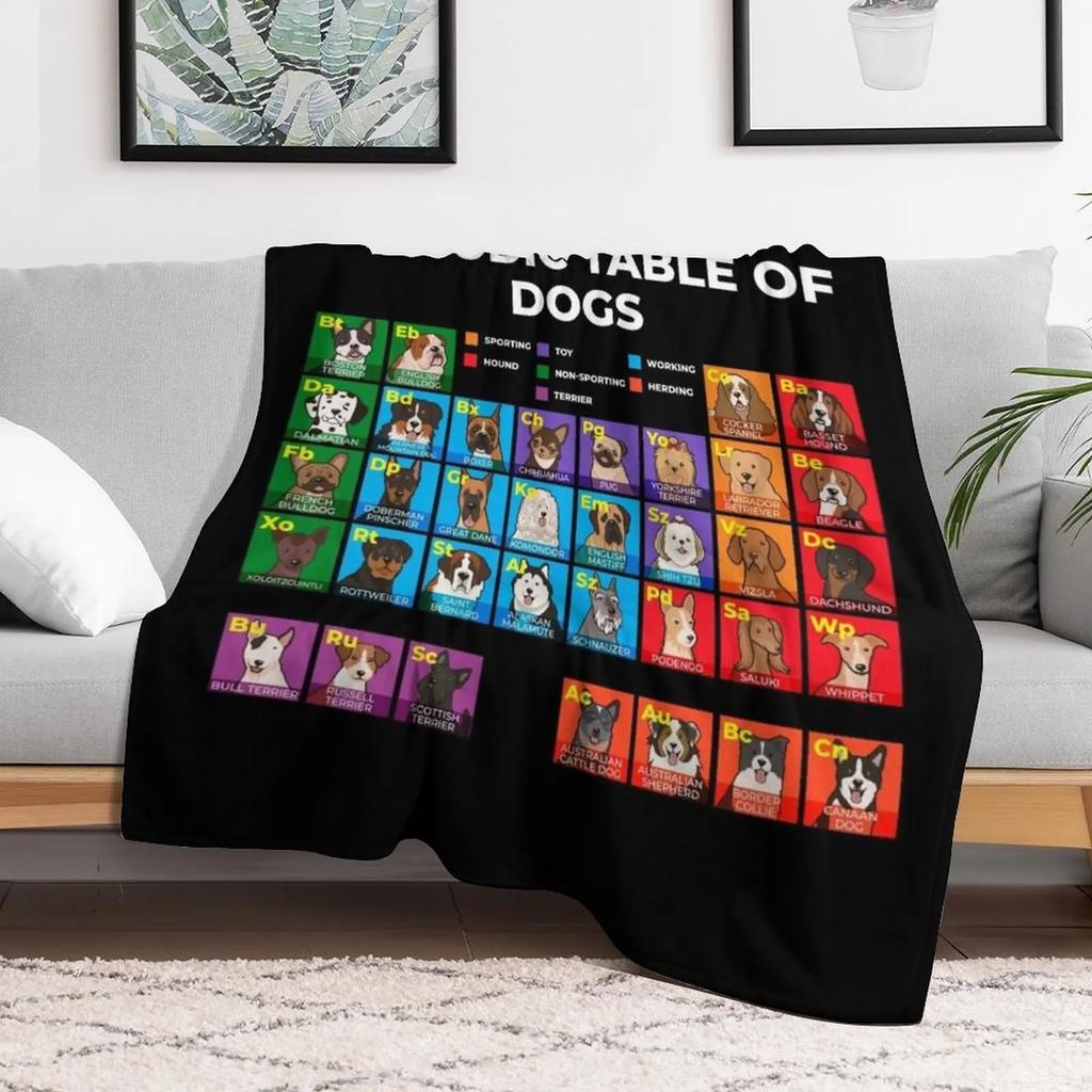 Periodic Table of Dogs Dog Lover Funny Science Throw Blanket Cozy Microfiber Throw Blanket for Home Bedroom