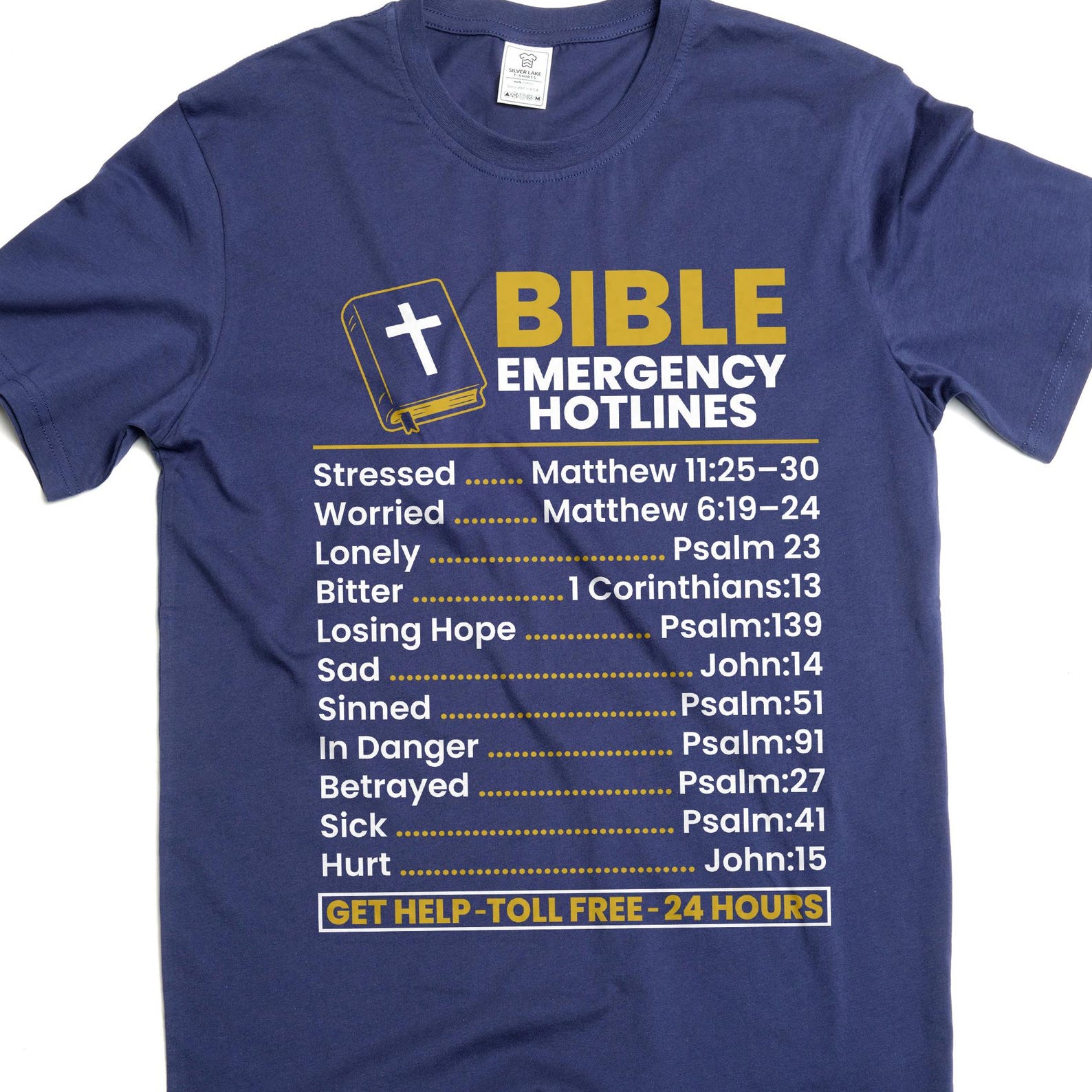 Bible Emergency Hotlines T-Shirt Bible Verse Christian Jesus Christ Motivational god tee Shirt 2XL